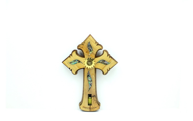 Olive Wood Cross With Mother-of-pearl