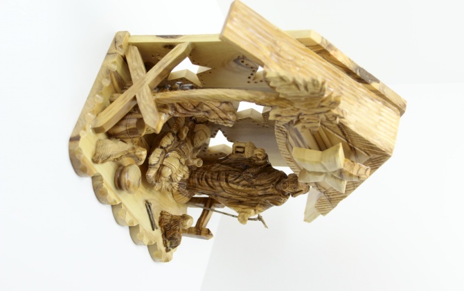 Holy family in cave with music