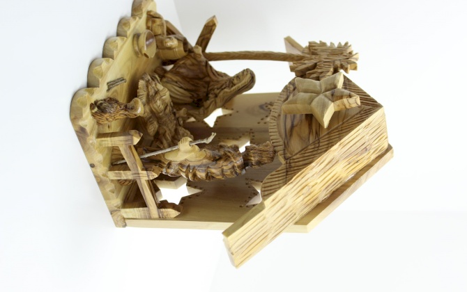 Holy family in cave with music