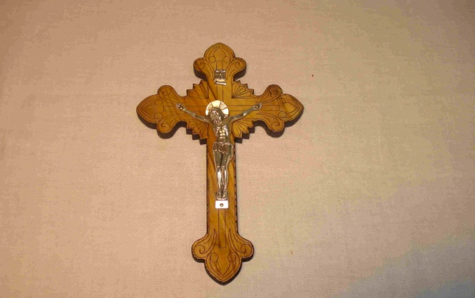 Cross with metal crucifix