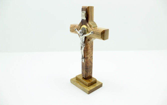 Catholic cross with crucufix and earth in middle,with base