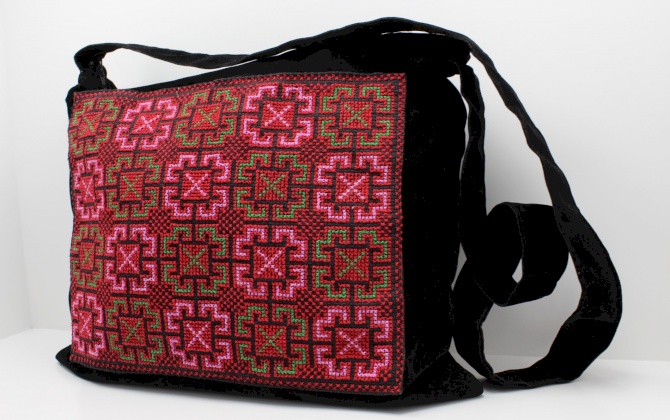 Embroidered velvet bag