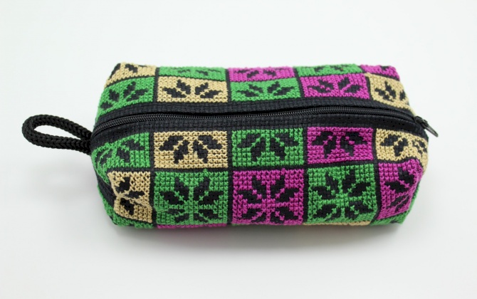 Small embroidered make-up bag