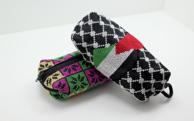 Small embroidered make-up bag