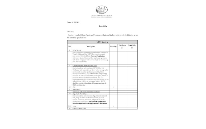 Price offer - Air Condition