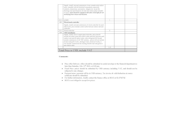 Price offer - Air Condition