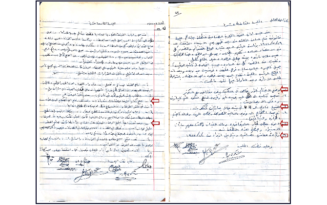 الجلسة الثامنة عشر والتاسعة عشر لغرفة تجارة وصناعة محافظة بيت لحم عام 1954
