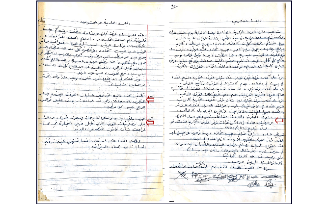 الجلسة العشرين و الحادية والعشرين لغرفة تجارة وصناعة محافظة بيت لحم عام 1955
